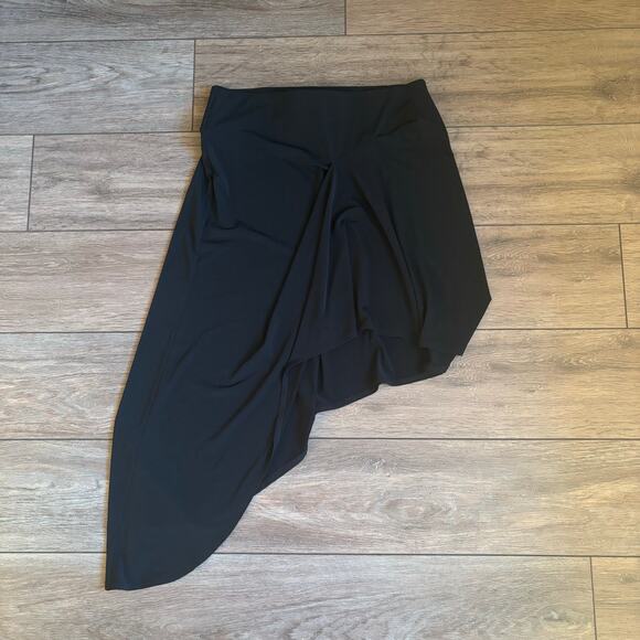 BCBG black asymmetrical skirt draped flowy maxi y2k size large - Picture 3 of 7